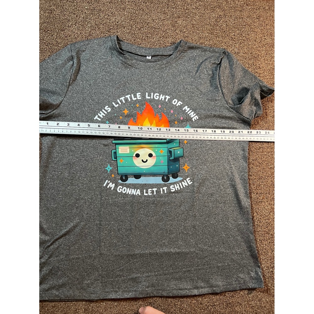 Dumpster Fire Graphic T-Shirt Womens XL Gray Meme Funny Sarcastic Good NEW - Picture 6 of 8